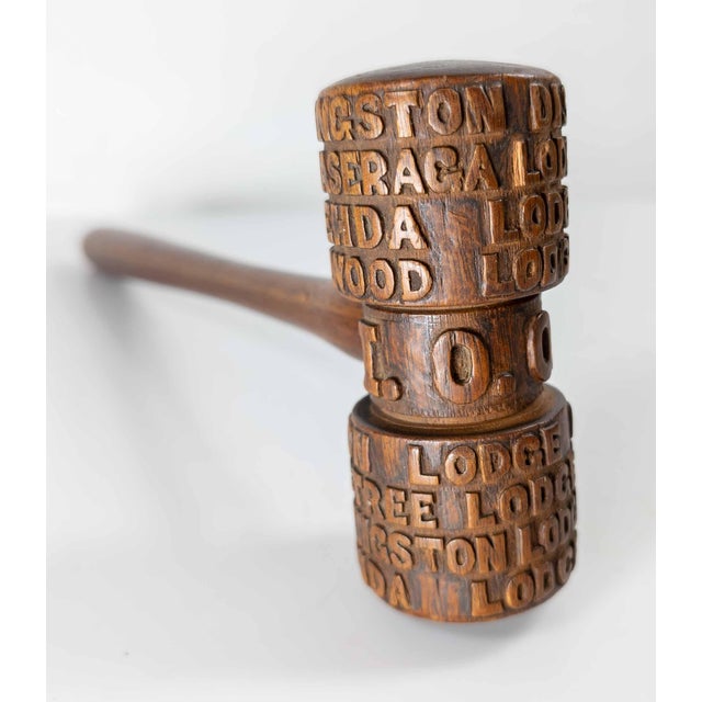 1930s 1930's Folk Art Carved Walnut Masonic Oddfellows Gavel, New York For Sale - Image 5 of 12