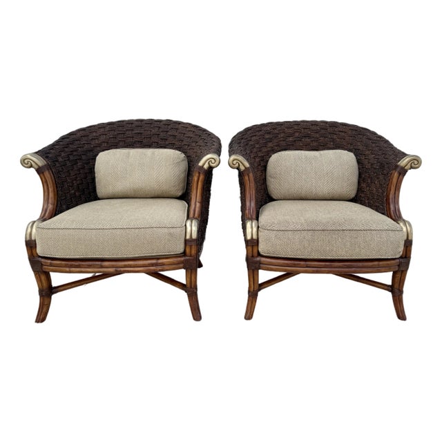 Tropical Colonial Style Pair of Armchairs From 90's For Sale