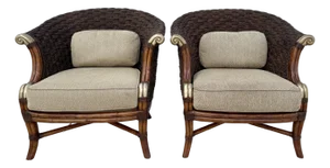 Tropical Colonial Style Pair of Armchairs From 90's