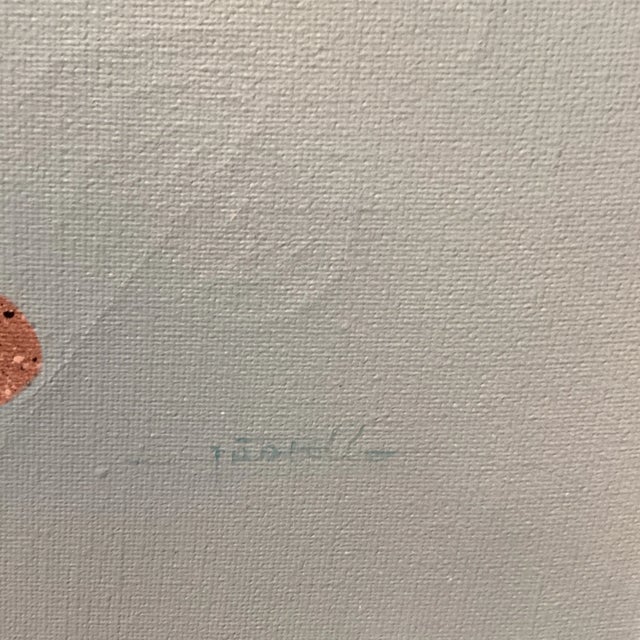 Pink Mid 20th Century Vintage Original African Woman Painting on Canvas Signed by Artist, Framed For Sale - Image 8 of 12