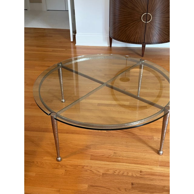 Century Furniture Cadence 48″ Round Glass Cocktail Table in Champagne Finish For Sale - Image 9 of 12