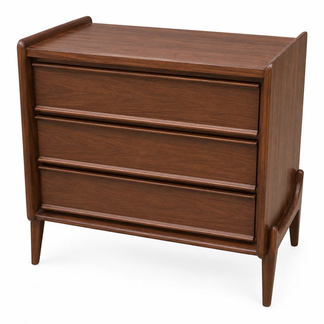 Wood Mid Century Modern Walnut Nightstands. - Pair For Sale - Image 7 of 10