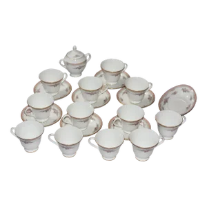 Vintage Wedgwood Rosalie Teacup & Saucer & Sugar Bowl Set- 20 Pieces