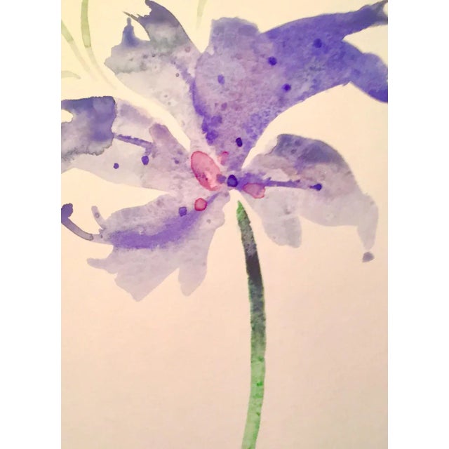Original watercolor painting on strathmore paper titled "Blue Star". Botanical art.