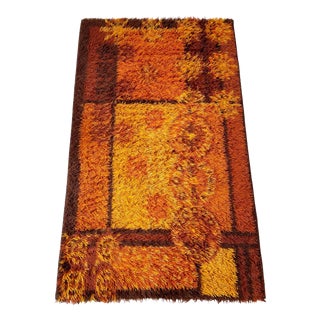 Original Scandinavian Square Pattern Rya Rug from Ege Taepper, Denmark, 1960s For Sale