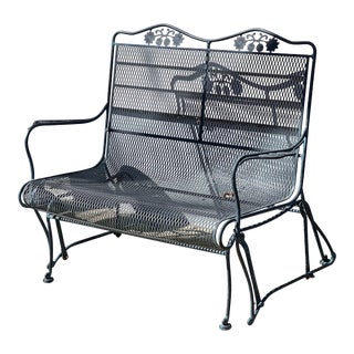 Vintage Woodard Briarwood Wrought Iron Glider Loveseat For Sale