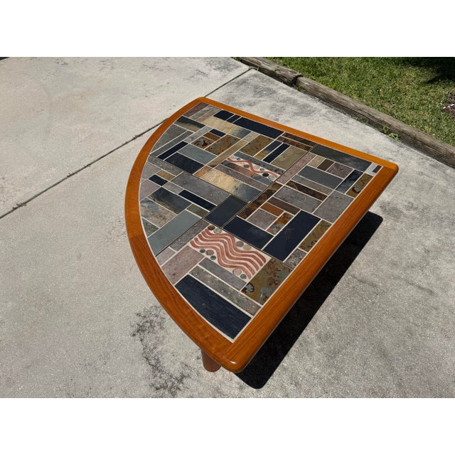 Vintage Signed Sallingboe Danish Modern Mosaic Slate & Ceramic Tile Cocktail Table For Sale In Naples, FL - Image 6 of 12
