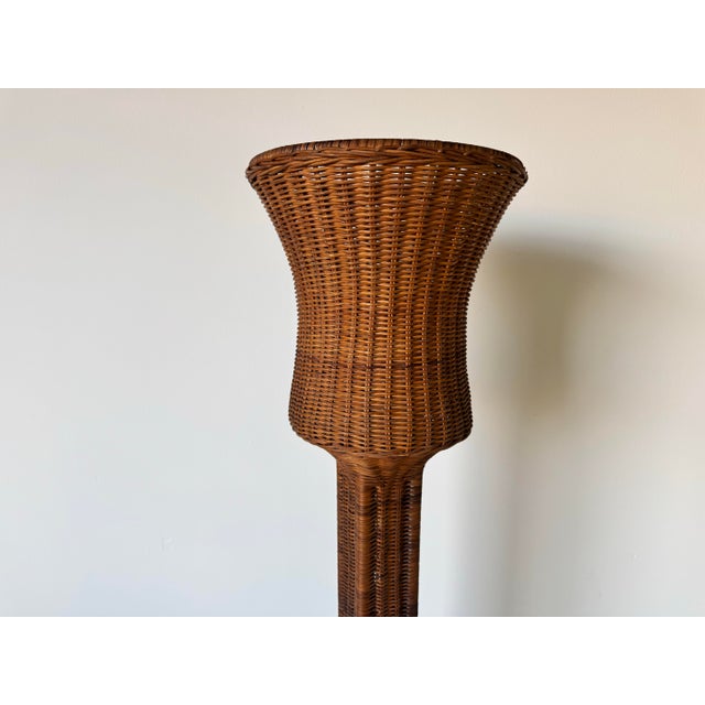 Vintage Boho Chic Woven Wicker Floor Planter For Sale - Image 4 of 12