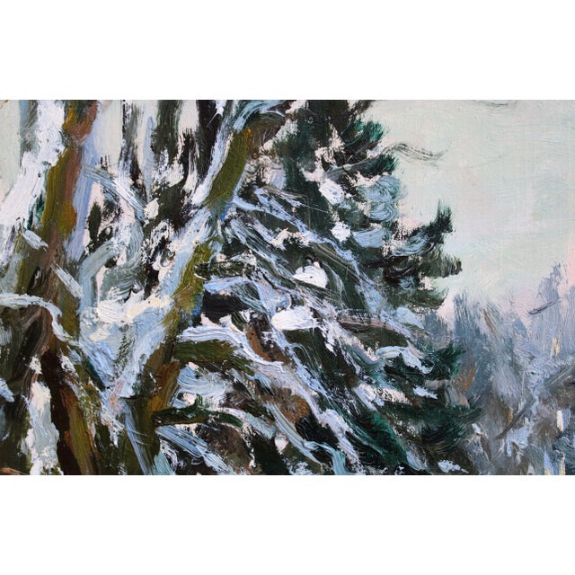 Edgars Vinters, Sunny Winter Landscape, 1985, Oil on Cardboard For Sale - Image 4 of 8
