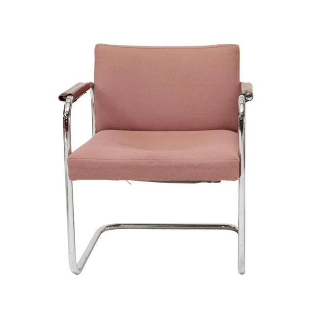 1970s Vintage Mid-Century Cantilever Chromed Steel Armchairs in the Style of Bauhaus Mies Van Der Rohe, Set of Four For Sale - Image 5 of 15