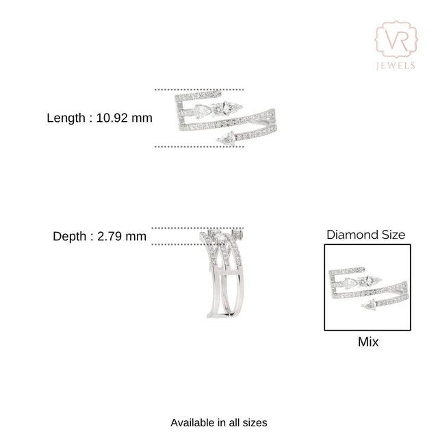 Modernist 14k White Gold Bypass Wrap Ring With 0.62ct Diamond Size 5 For Sale - Image 13 of 18