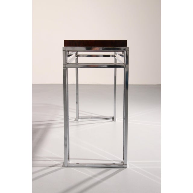 Brown Chrome and Wood Console Table from Aldo Tura, 1970s For Sale - Image 8 of 10