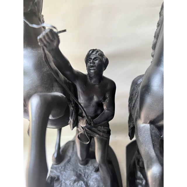 Pair of Vintage Figural Statue of Man & Rearing Horse For Sale - Image 12 of 13