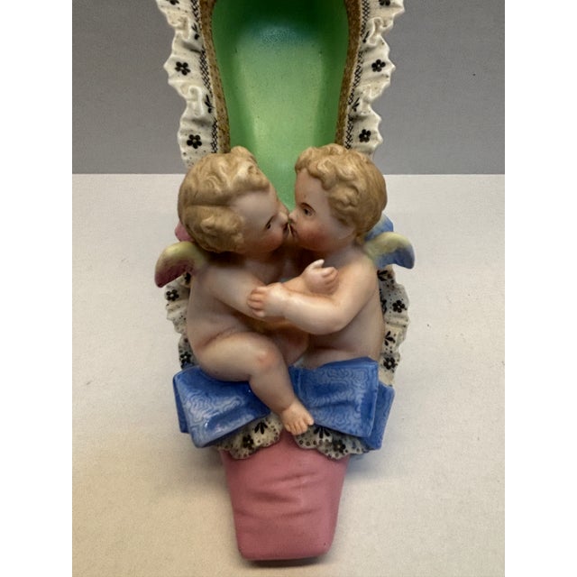 Early 19th Century German Bisque Porcelain Shoe With Cherubs For Sale - Image 4 of 4