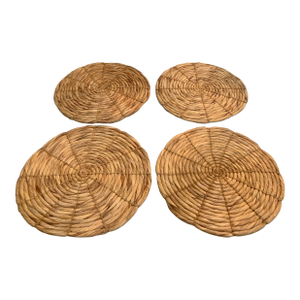 Vintage Woven Rattan 13” Plate Chargers / Placemats or Hot Plates for Palm Beach Regency - Set of 4 See Pics!