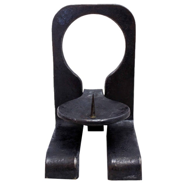 Brutalist Iron Candleholder, 1970s For Sale