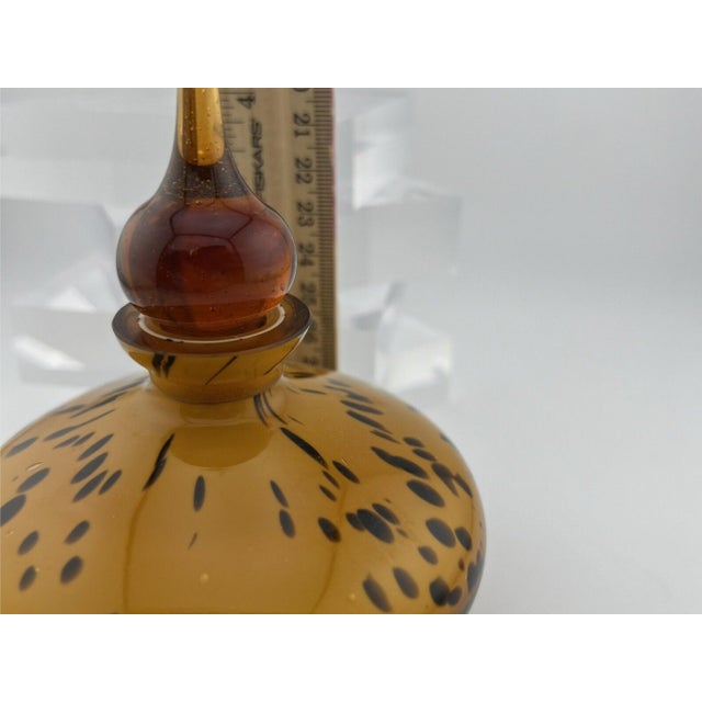 1950s Vintage Murano Art Glass Amber Tone Leopard/Tortoise Perfume Bottle 1960s For Sale - Image 5 of 12