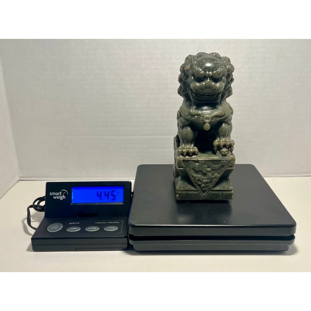 Vintage Chinese Green Serpentine Jade Pixiu - Fierce Guardian Figurine 7 1/2'' For Sale - Image 11 of 11