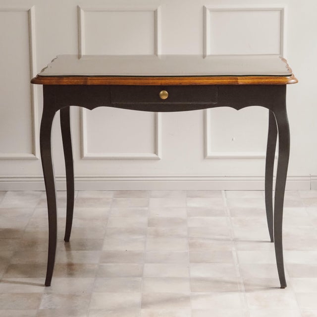 Louis XV Desk in Black with Oak Top and Glass Top For Sale - Image 12 of 13