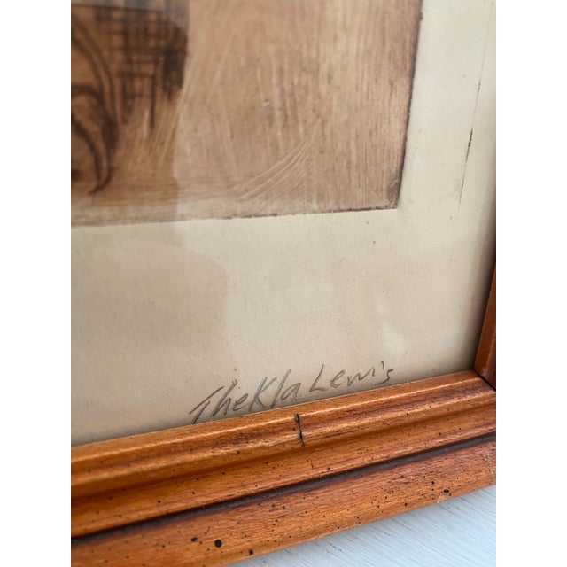 Vintage Mid-Century Original Lion Animal Etching Signed For Sale - Image 4 of 5