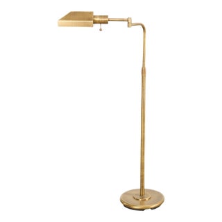 Late 20th Century Casella Style Bronzed Swing Arm Pharmacy Floor Lamp For Sale
