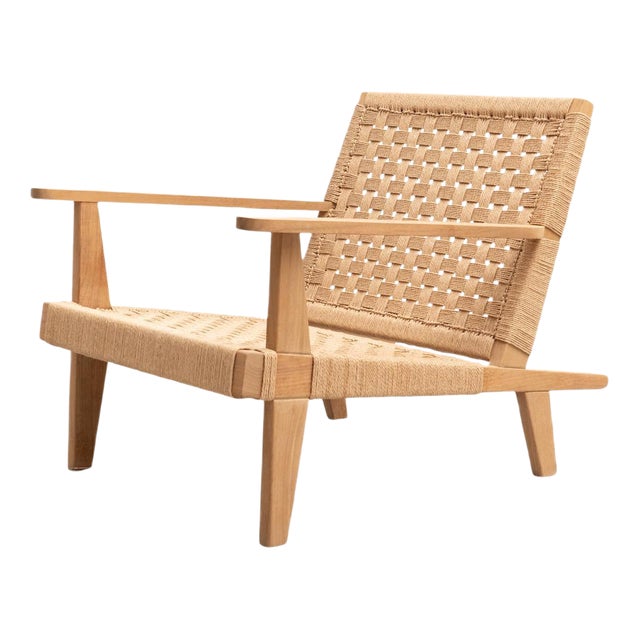 Wood and Rope Easy Armchair After Clara Porset For Sale