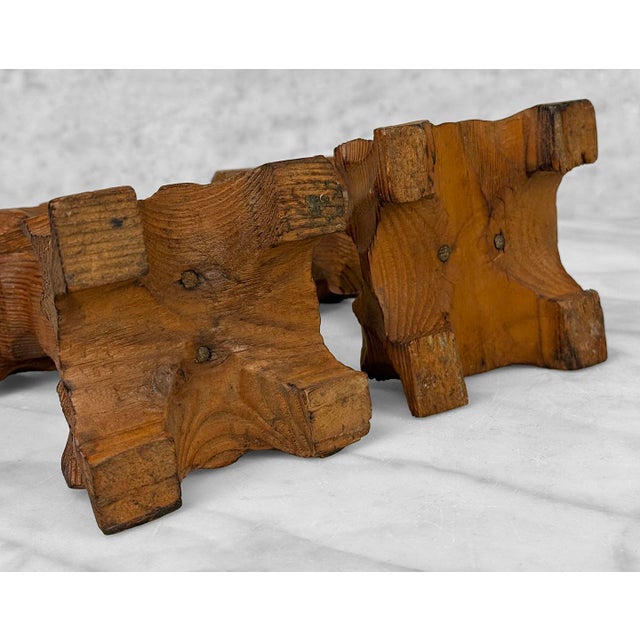 Brown Vintage Brutalist Tiki Carved Wood Candlestick Holders - A Pair For Sale - Image 8 of 8