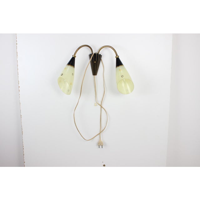 Mid-Century Brass & Glass Wall Lamp, 1960s For Sale - Image 9 of 17