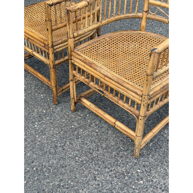 Wood 1970s Pair of Fancy Brighton Pavilion Arm Chairs Bamboo For Sale - Image 7 of 8