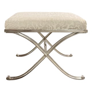 Modern Designer Silvered Metal X Bench For Sale