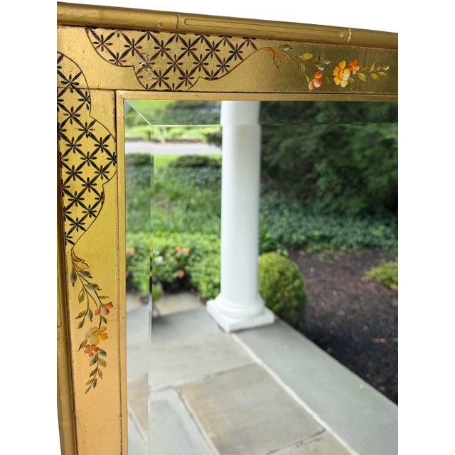 Late 20th Century La Barge Giltwood Hand-Painted Floral Chinoiserie Mirror | Artist Signed P. Tacktor For Sale - Image 5 of 15