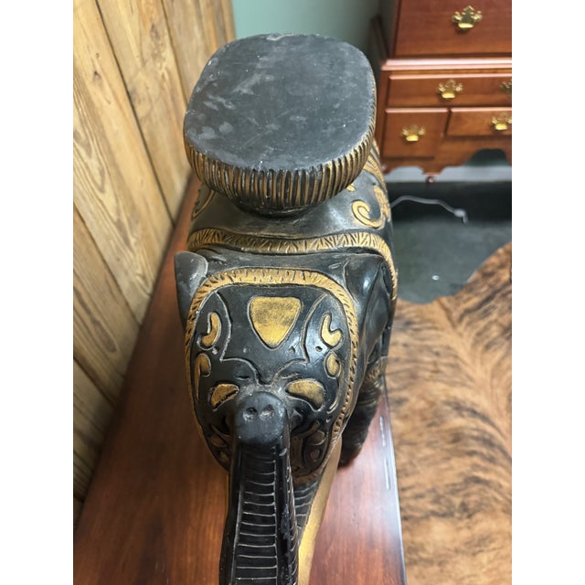 Black Mid 20th Century Black and Gold Elephant Plant Stand For Sale - Image 8 of 9
