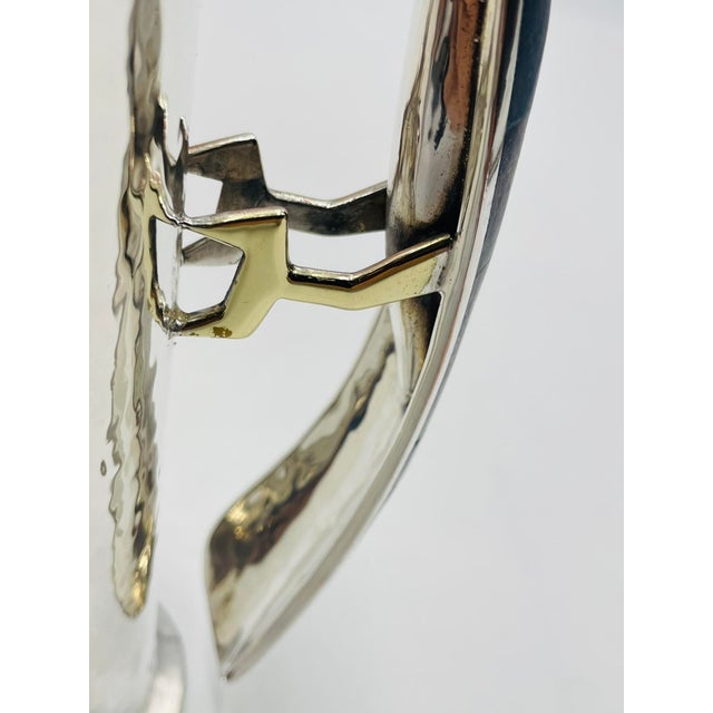 1960s Los Castillo Silver-Plated Pitcher With Lapis Bird Handle, Taxco For Sale - Image 13 of 16