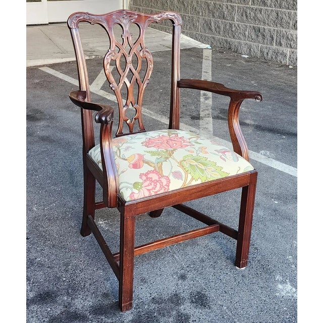 Quality Set of 8 Solid Mahogany Chippendale Style Dining Room Chairs, C1940s For Sale - Image 9 of 13