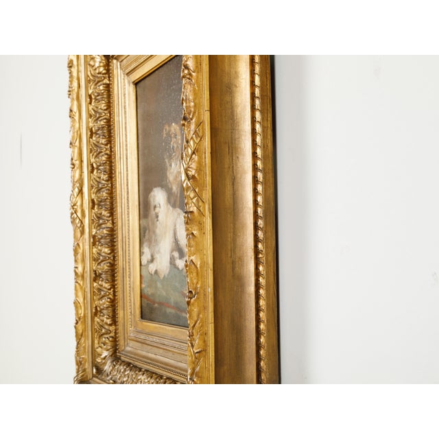 Giltwood Framed Oil on Canvas Dog Painting by Charles Van den Eycken For Sale - Image 10 of 10