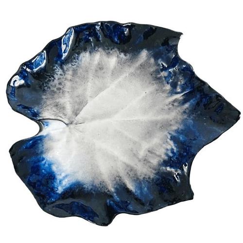 Vintage Blue Leaf-Shaped Dish in Ceramic, 1950s For Sale - Image 10 of 10