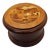 Vintage Round Wooden Box With Carved Scene For Sale
