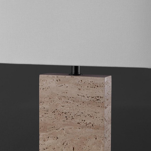 Safavieh Jennabriana Travertine Table Lamp in Travertine/Black For Sale - Image 4 of 6