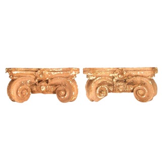 Antique Terracotta Column Capital Elements, a Pair For Sale
