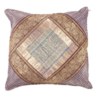Pasargad DC Vintage Sari Silk Square Pillow Case For Sale