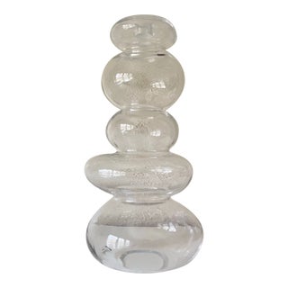 Late 20th Century Denizli Handmade Sculptural Glass Candleholder For Sale