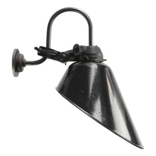 Vintage German Black Enamel Railroad Wall Light For Sale