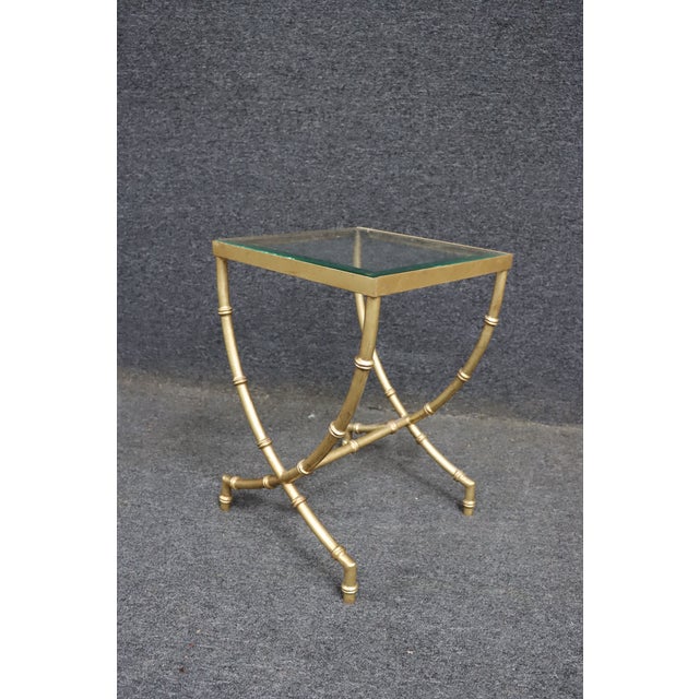 Hollywood Regency Faux Bamboo Glass Side Table For Sale In Philadelphia - Image 6 of 8