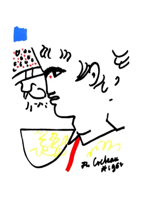 Jean Cocteau - Portrait - Original Lithograph 1965