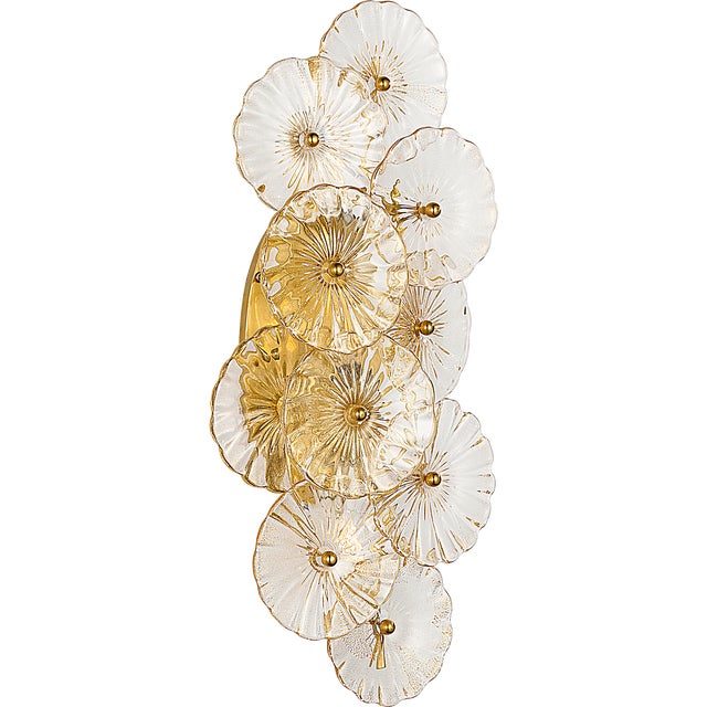 Julie Neill for Visual Comfort Signature Gianna 21" Layered Sconce in Hand-Rubbed Antique Brass with Gold Fleck Glass For Sale - Image 11 of 15