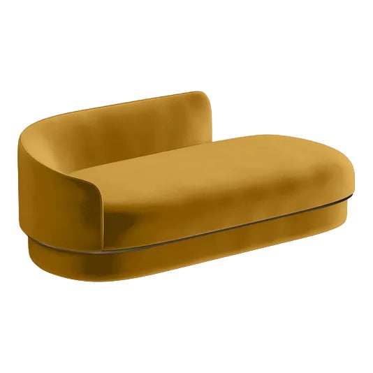 Modern Gentle Daybed in Mustard Velvet and Bronze Metal by Javier Gomez For Sale