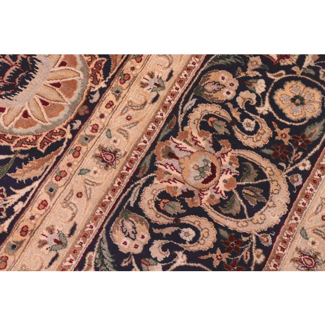 1990s Boho Chic Pak-Persian Blue/Beige Wool Rug - 10'0'' X 14'3'' For Sale - Image 5 of 8