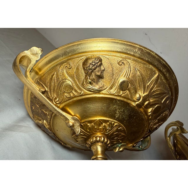 Pair of Antique 19th Century Gilt Bronze Wood Tazza Centerpiece Bowl Compote For Sale - Image 12 of 13