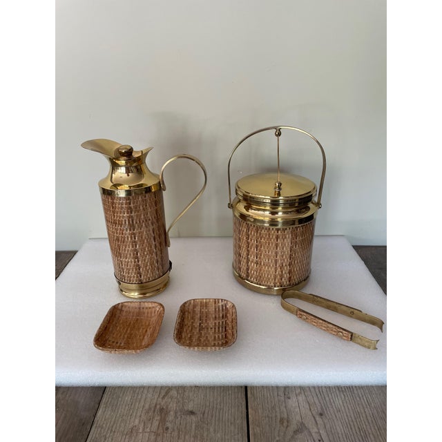 Cane and Acrylic Glass Table Set, 1960s, Set of 5 For Sale - Image 14 of 14
