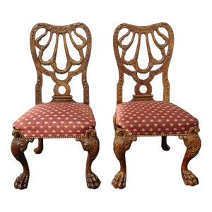 French Louis XVI Style Carved Side Chairs - a Pair